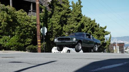 Chris Forsberg drives the Bullitt car in San Francisco.