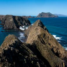 Rocky sweeping landscape of island, eastern Anacapa Island