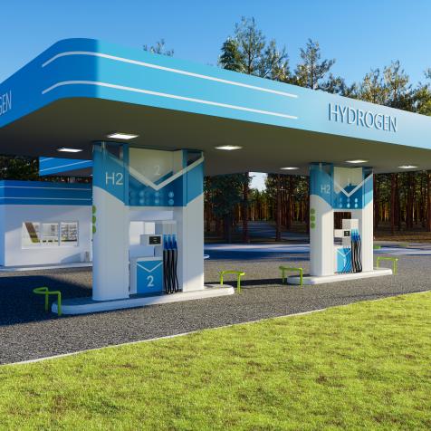 Environmentally Friendly Alternative Energy Concept With Hydrogen Refuelling Station.