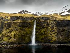 Alaska Maritime National Wildlife Refuge, Aleutian Islands, Alaska:  An unnamed waterfall on Tanaga Island.