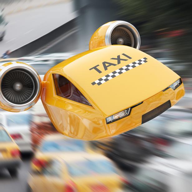 512627144 Flying on turbines taxicab illustrate the great speed of delivery the client in spite of the traffic jams