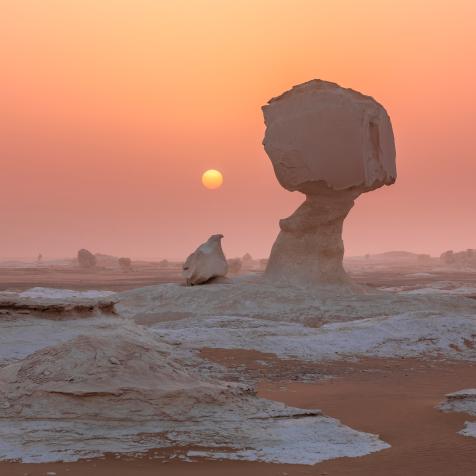 Chicken and Mushroom rock formation in the White Desert of Egypt