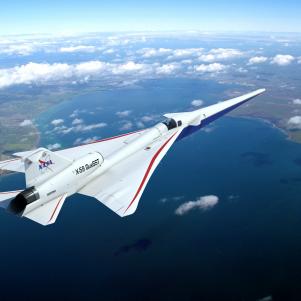 This artist's concept of NASA’s QueSST jet reflects the airplane’s final configuration following years of research and design engineering. The jet is now under construction by Lockheed Martin at the company’s Skunk Works facility in Palmdale, California.
