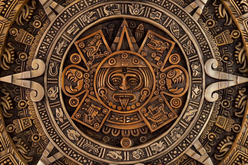 545593812 Close view of the ancient Aztec calendar