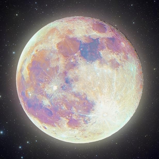 1315175642 Highly detailed "Supermoon" Pink Moon image with a star field background